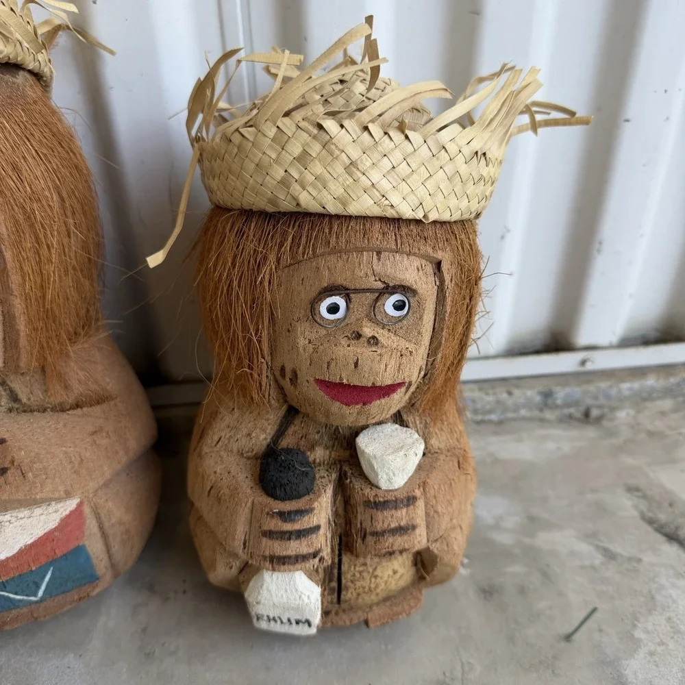 Tiki Bar! Summertime!  Coconut People Bongos, Drinks, Baby Monkey  Pool Side